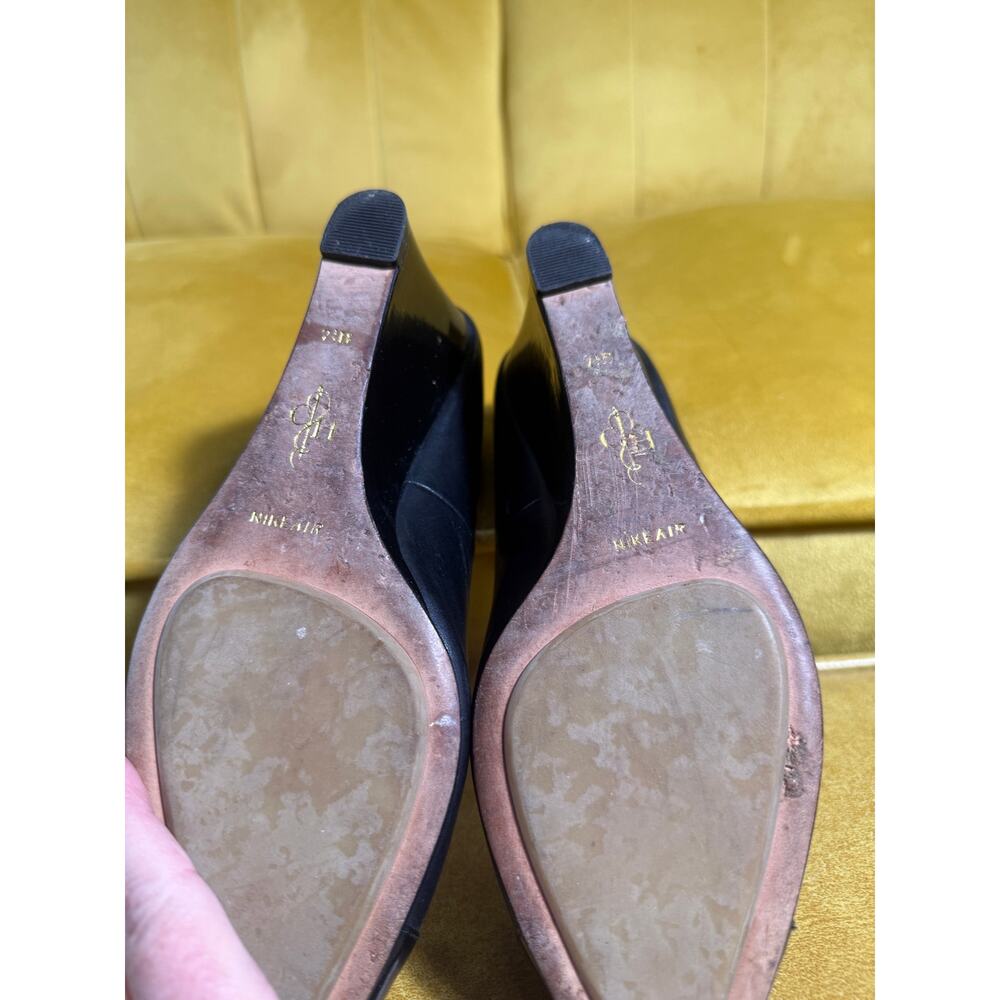 Cole Haan +Nike Air Justine Black Leather Cap Toe Pointed Pumps Heels Sz 7.5B - Picture 10 of 14